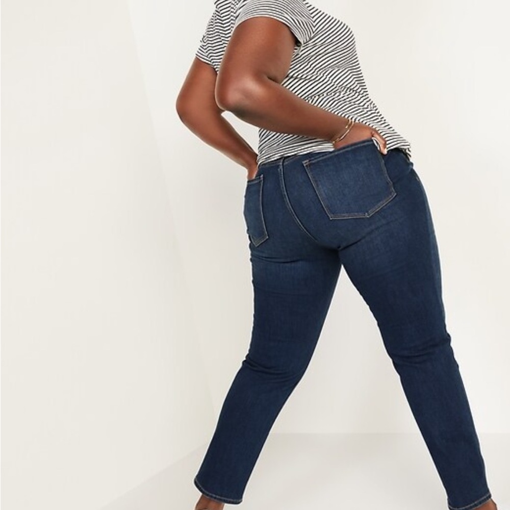 High-rise Power slim straight jeans